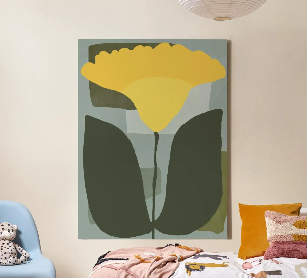 Big yellow bloom canvas by Little Dean