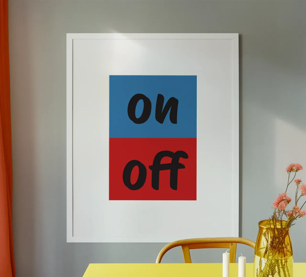 On Off poster con telaio in plastica da studio salü