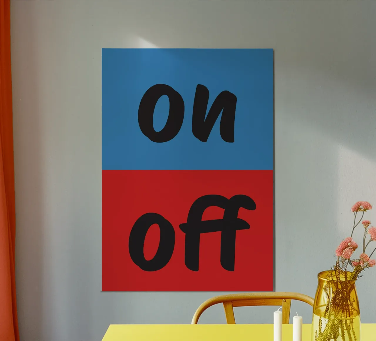 On Off poster con telaio in plastica da studio salü