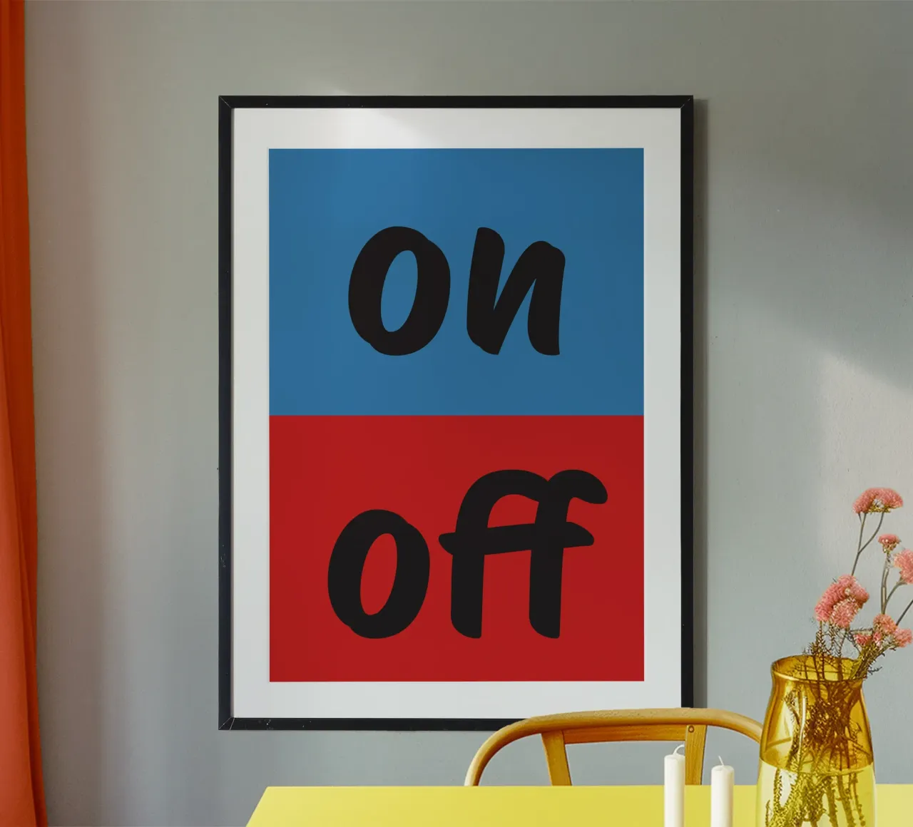 On Off poster con telaio in plastica da studio salü