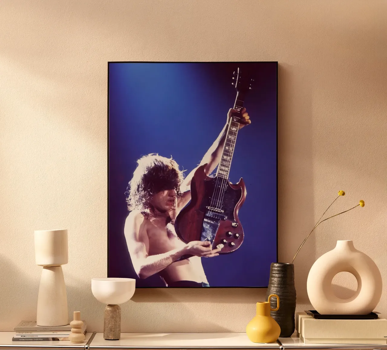 Angus Young alluminio dibond da Low poly art