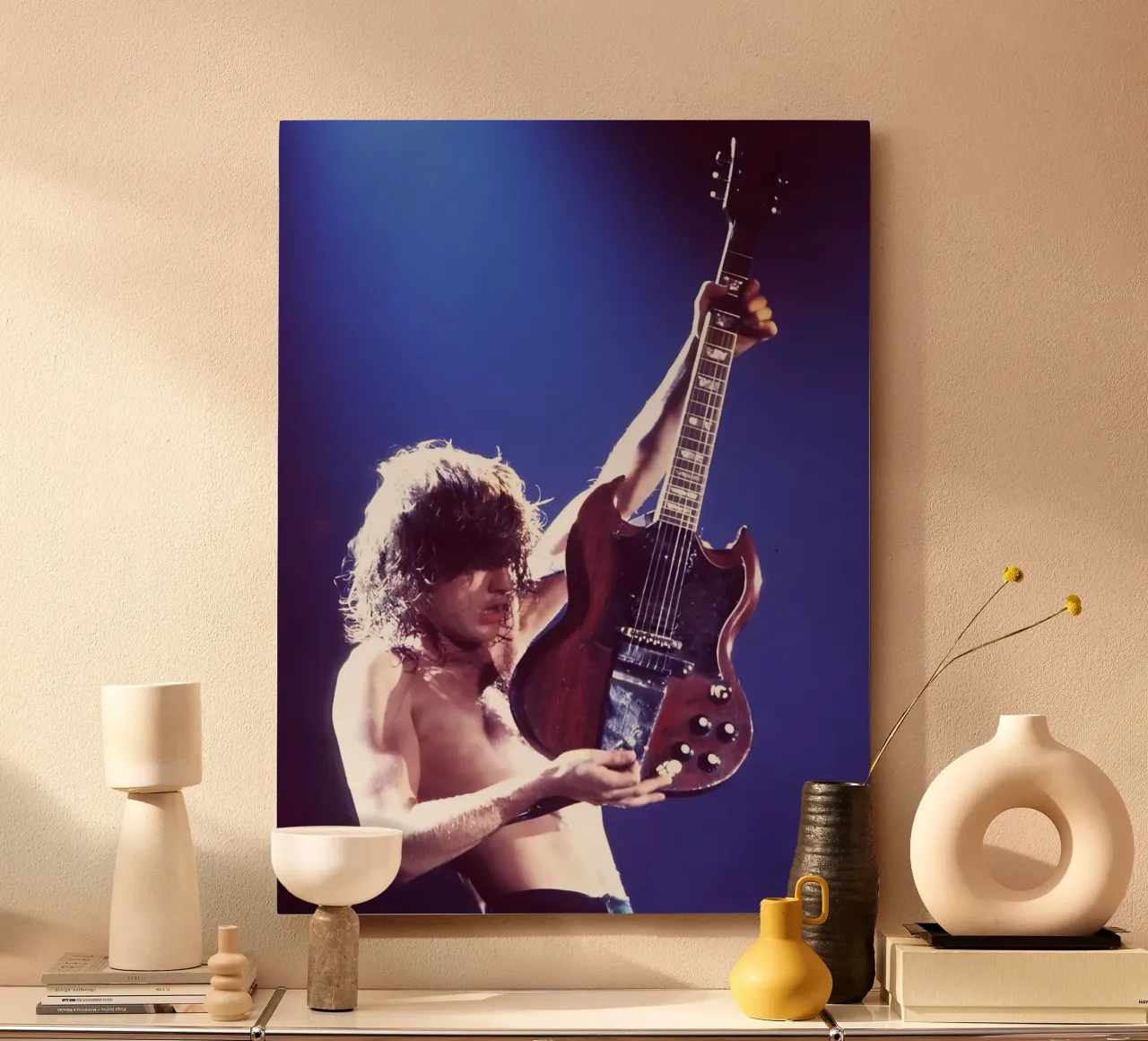 Angus Young alluminio dibond da Low poly art