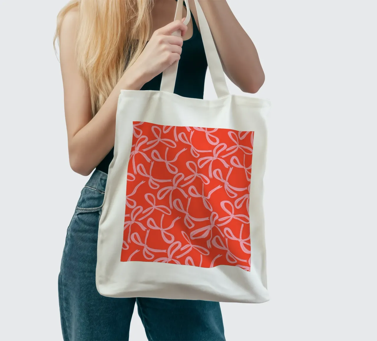 Cute textured coquette bows tote bag by Wackapacka