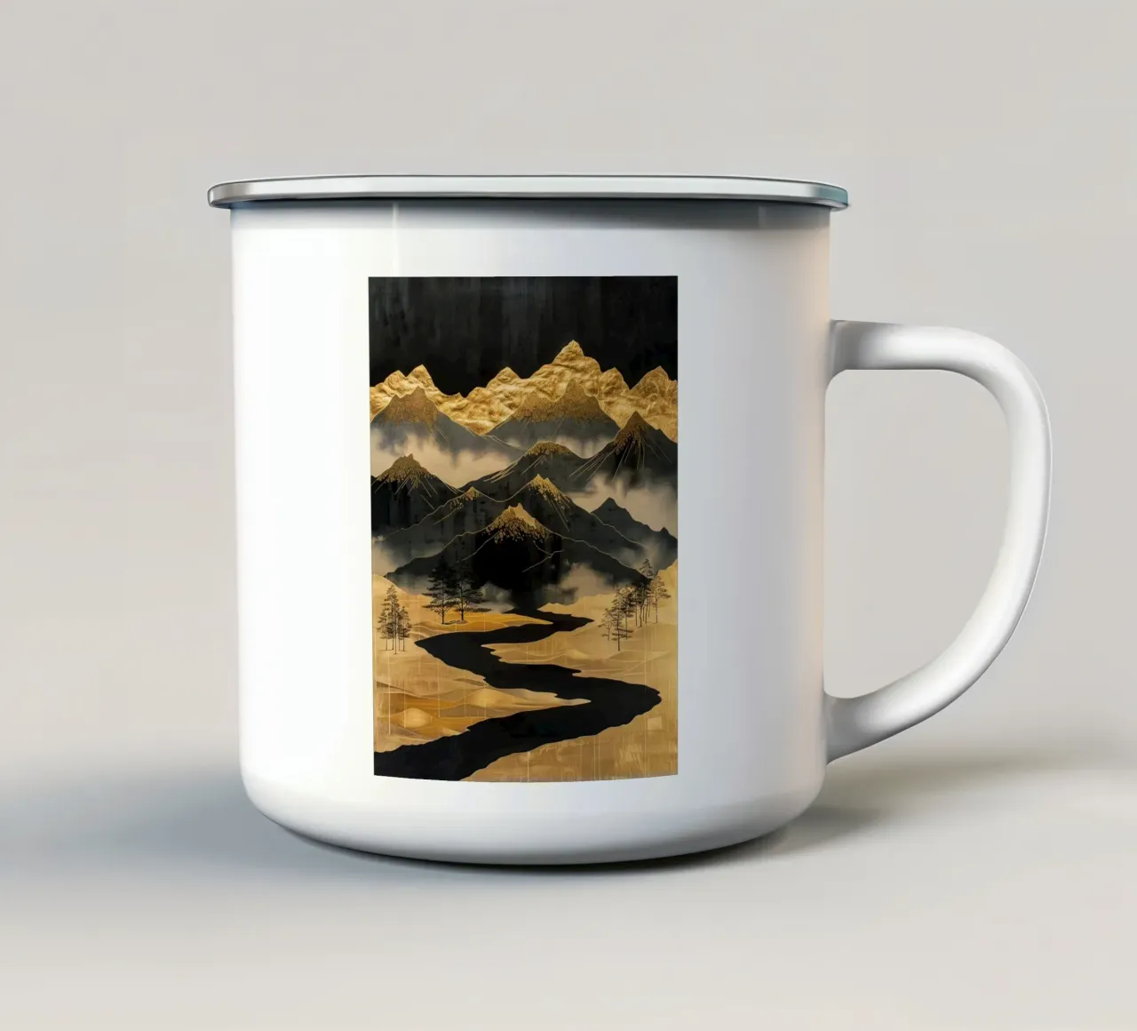 Mountains Landscape Golden tazza in smalto da Mateo