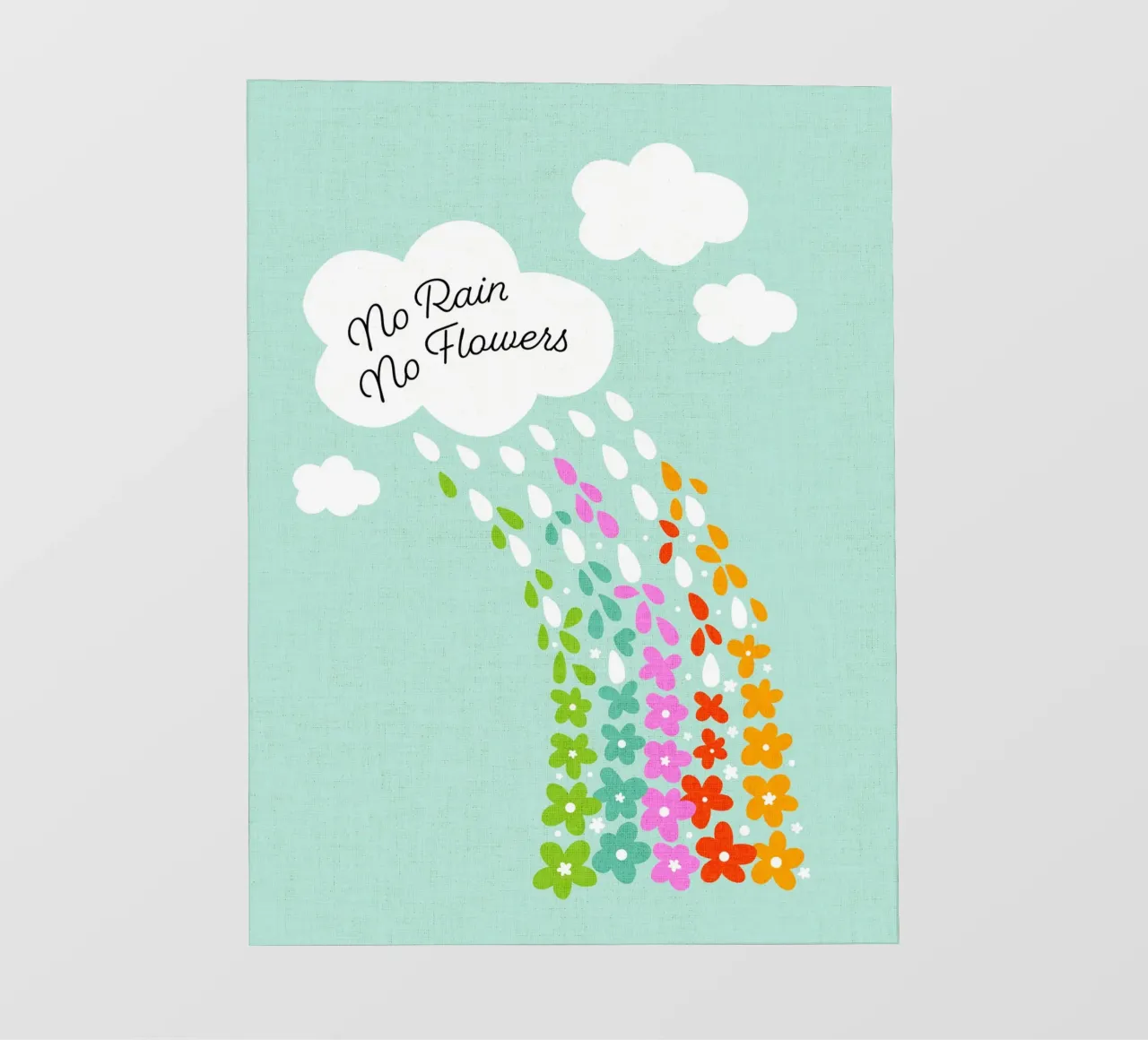 Si no llueve, no hay flores - Impresión artística infantil positiva con flores del arco iris lámina retroiluminada de Dominique Vari