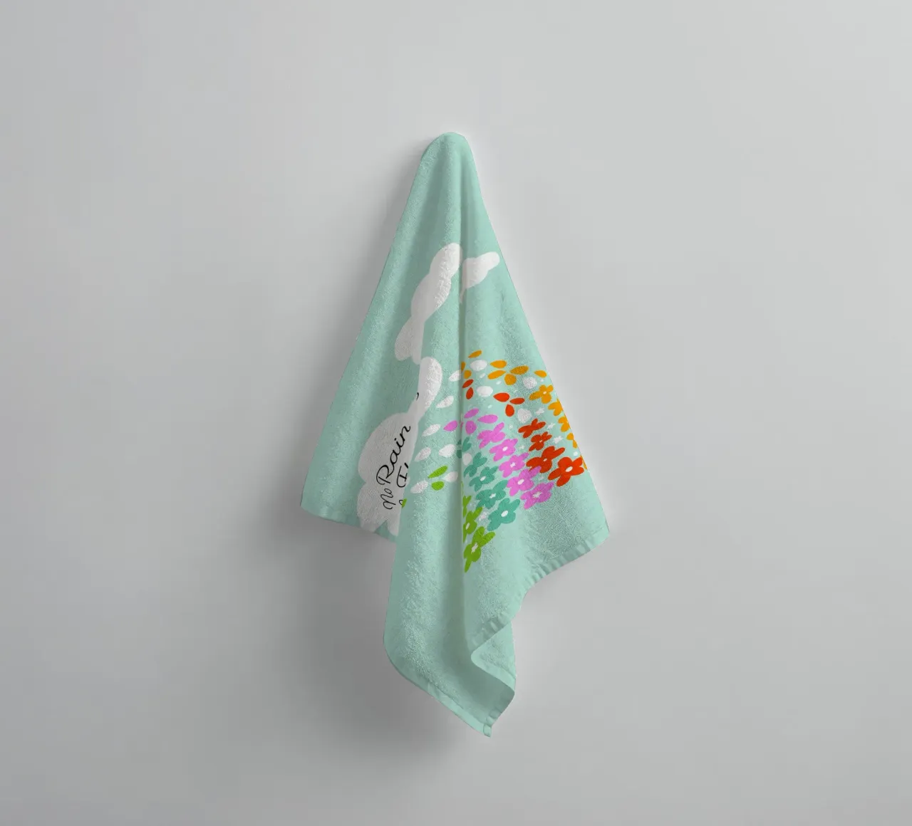 Si no llueve, no hay flores - Impresión artística infantil positiva con flores del arco iris toalla de baño de Dominique Vari