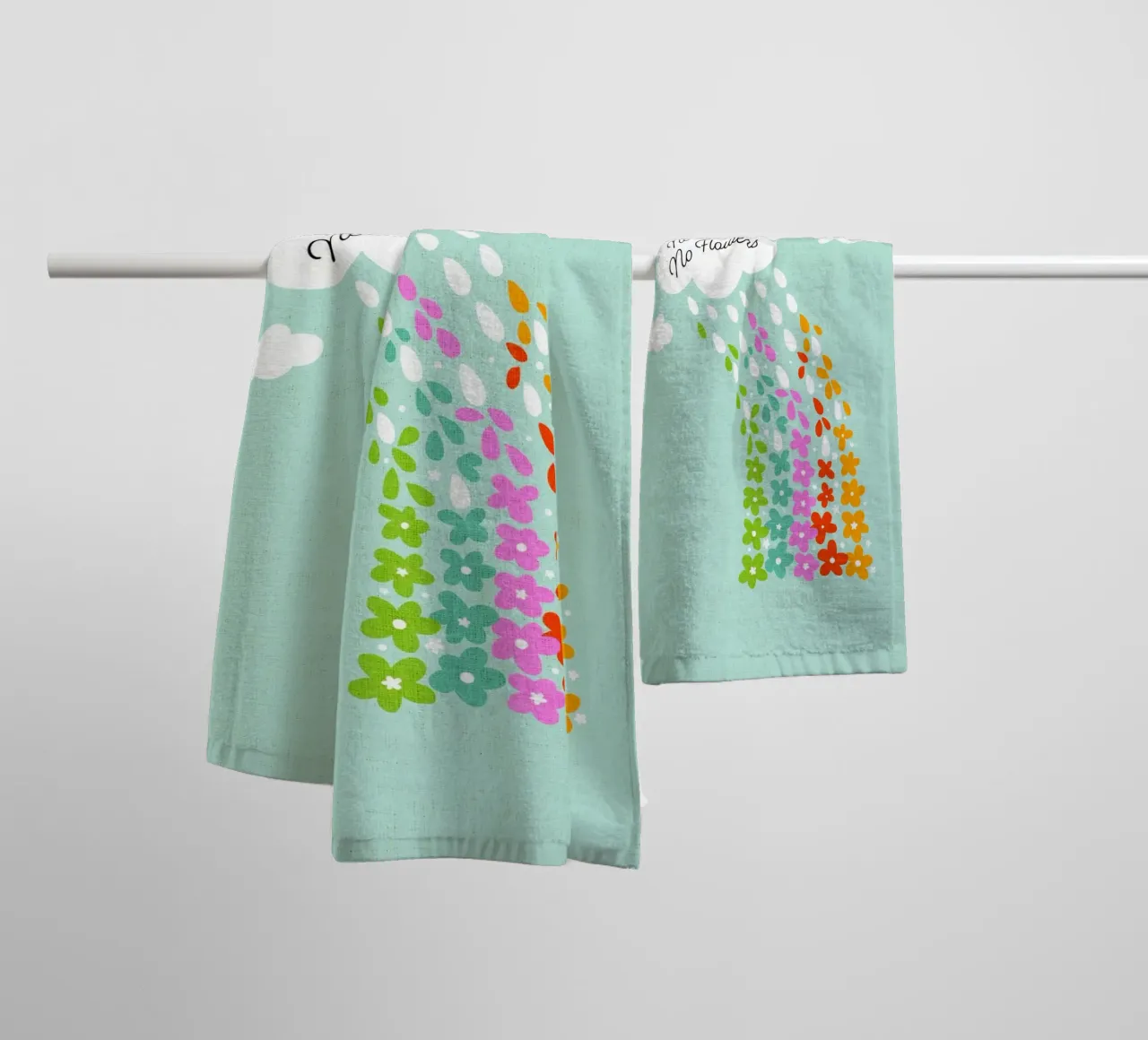 Si no llueve, no hay flores - Impresión artística infantil positiva con flores del arco iris toalla de baño de Dominique Vari