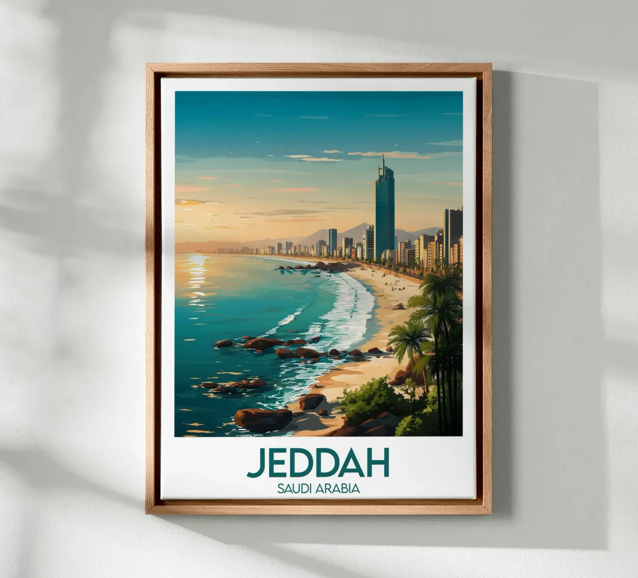 Affiche Jeddah tela con Cornice a cassetta da Frame the World