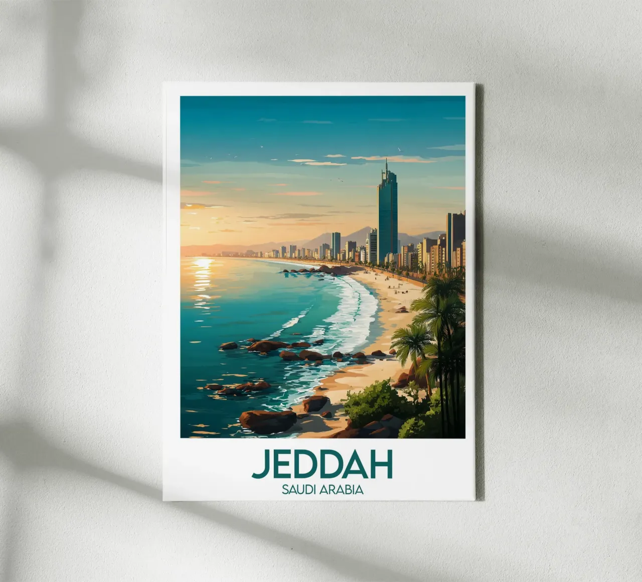 Affiche Jeddah tela con Cornice a cassetta da Frame the World