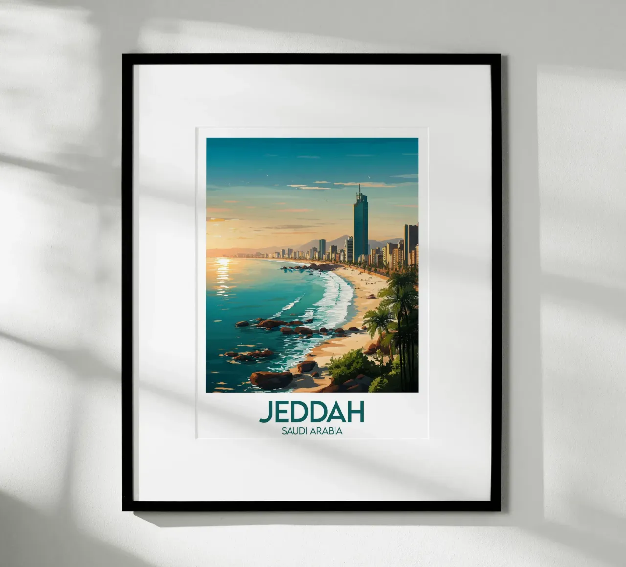 Affiche Jeddah poster con telaio in legno da Frame the World