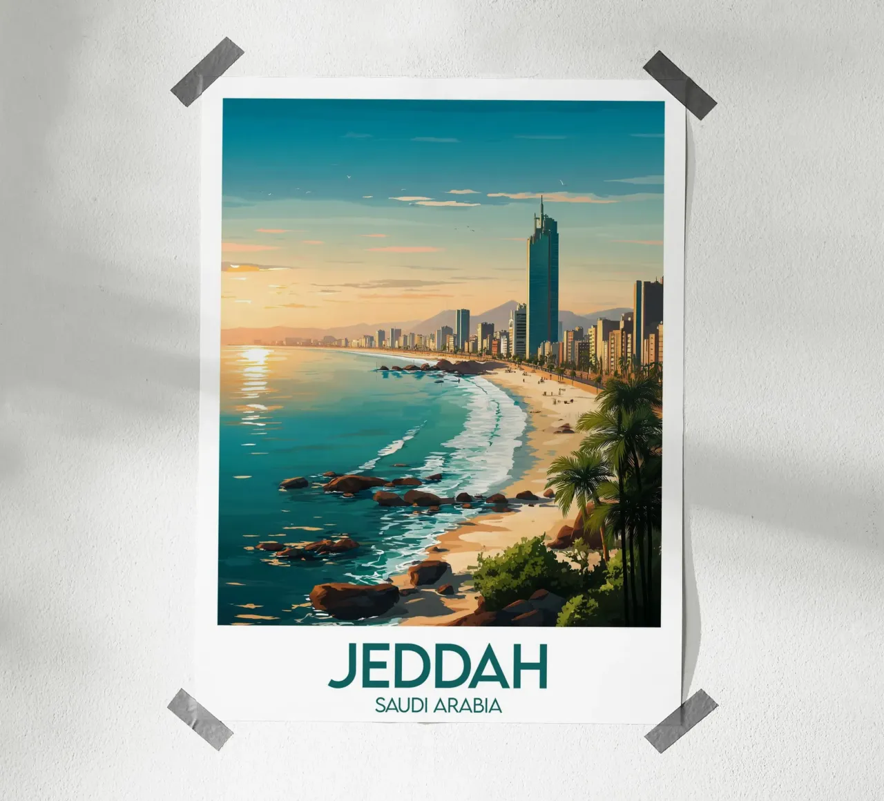 Affiche Jeddah poster con telaio in legno da Frame the World