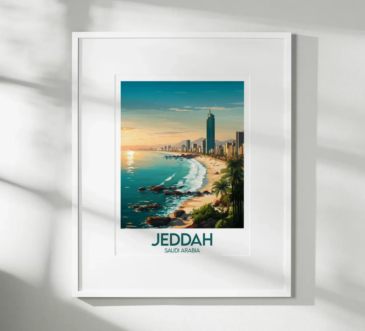 Affiche Jeddah poster con telaio in legno da Frame the World