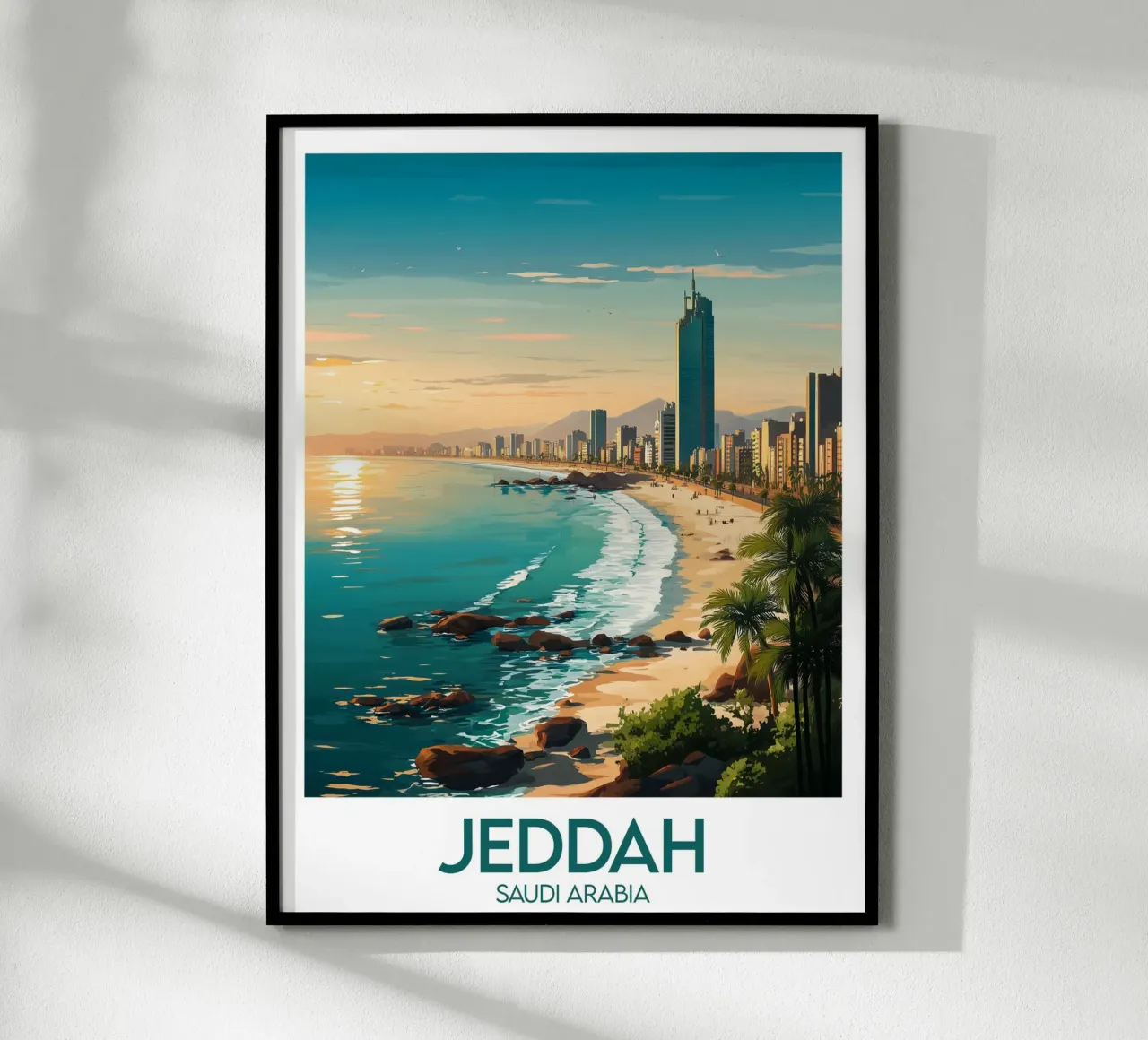 Affiche Jeddah poster con telaio in legno da Frame the World