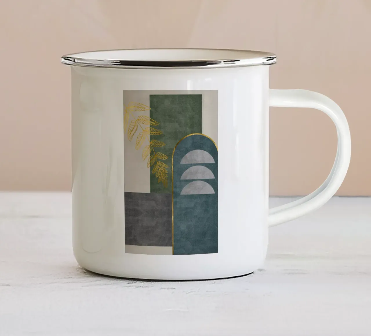 golden leafy branch tazza in smalto da ramosashop