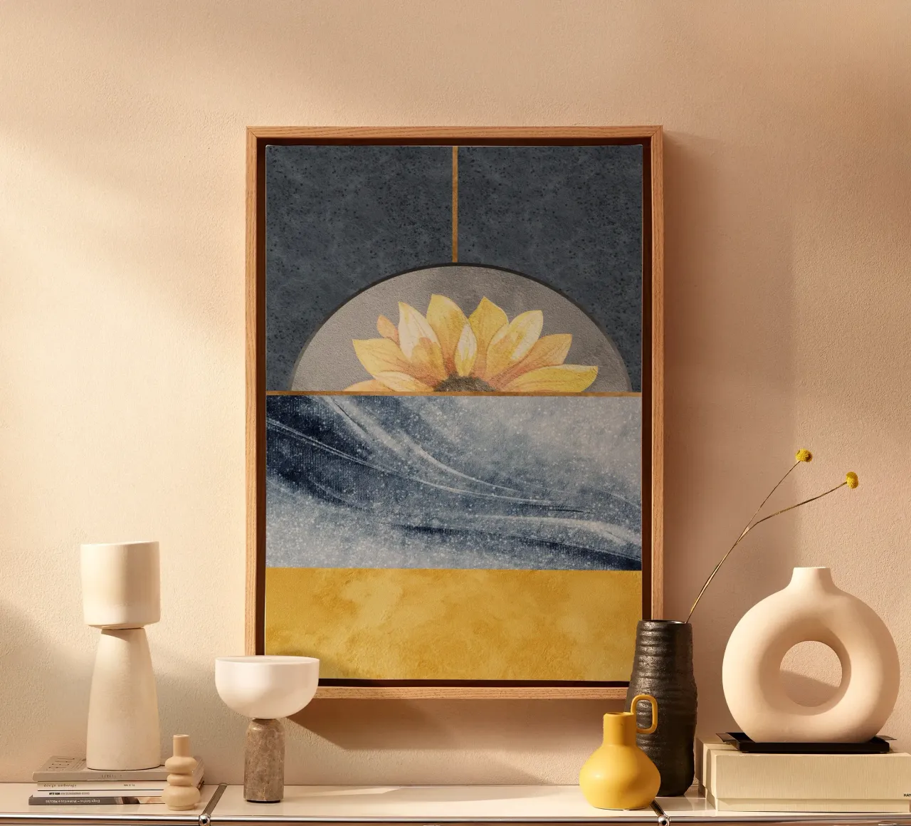abstract blue tela con Cornice a cassetta da ramosashop