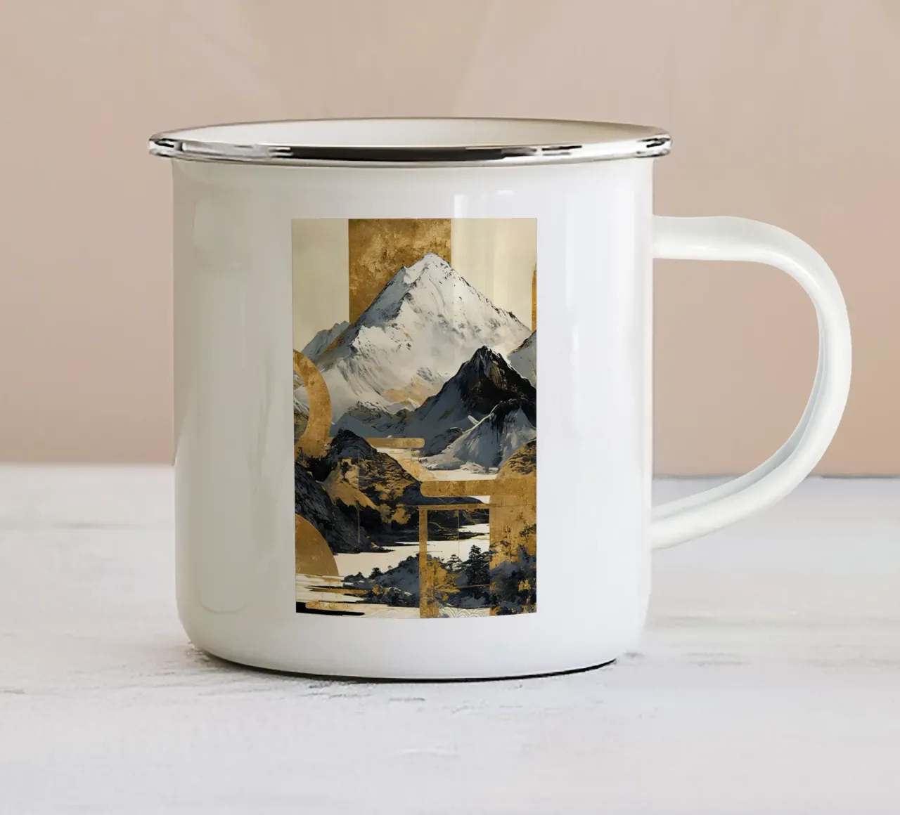 Mountains Landscape Abstract Gold tazza in smalto da Mateo