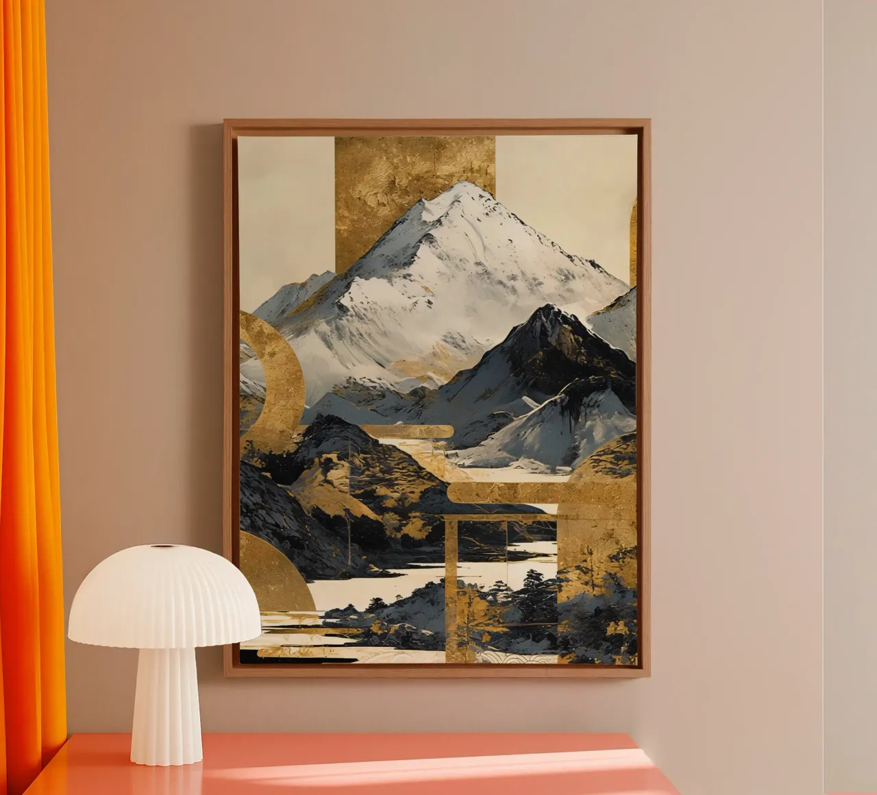 Mountains Landscape Abstract Gold canvas by Mateo