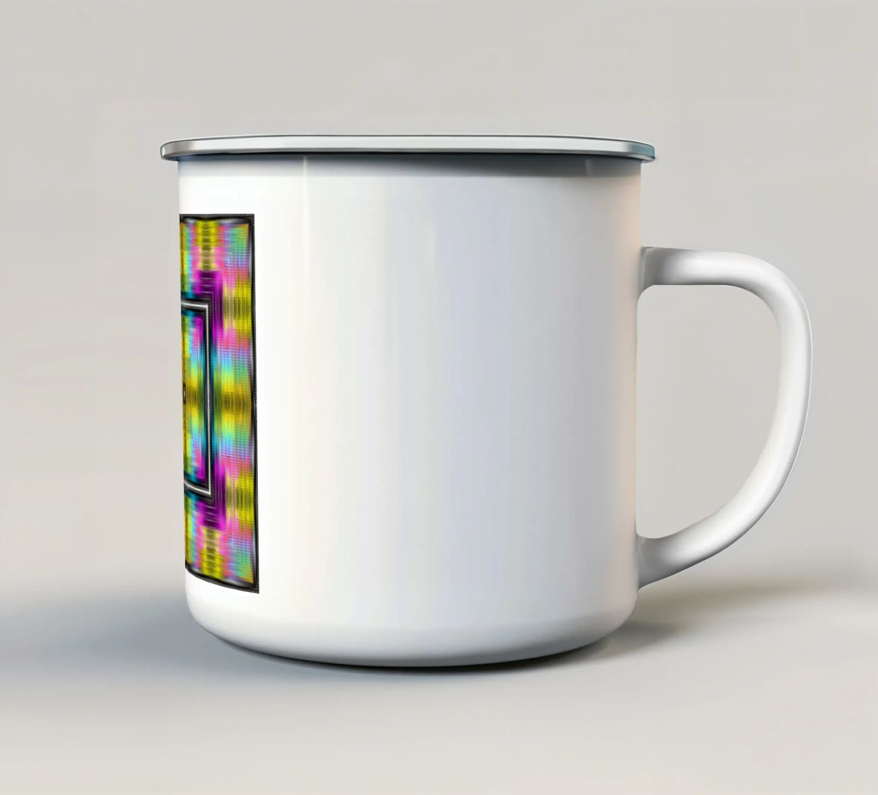 Caleidoscopio a 4 angoli incorniciato da luminosi spettri di colore tazza in smalto da Gürsel Yesil Digital Art
