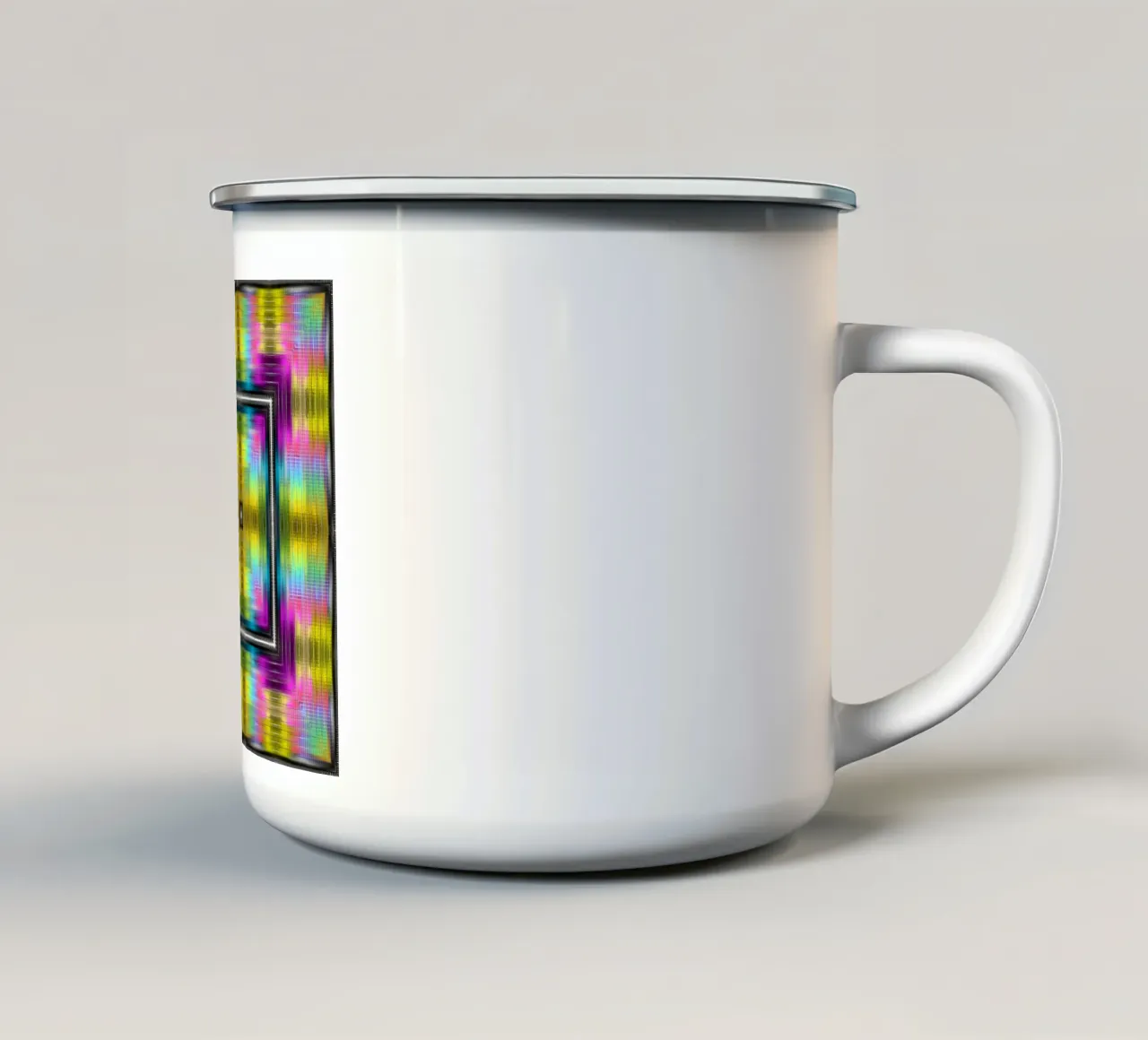 Caleidoscopio a 4 angoli incorniciato da luminosi spettri di colore tazza in smalto da Gürsel Yesil Digital Art