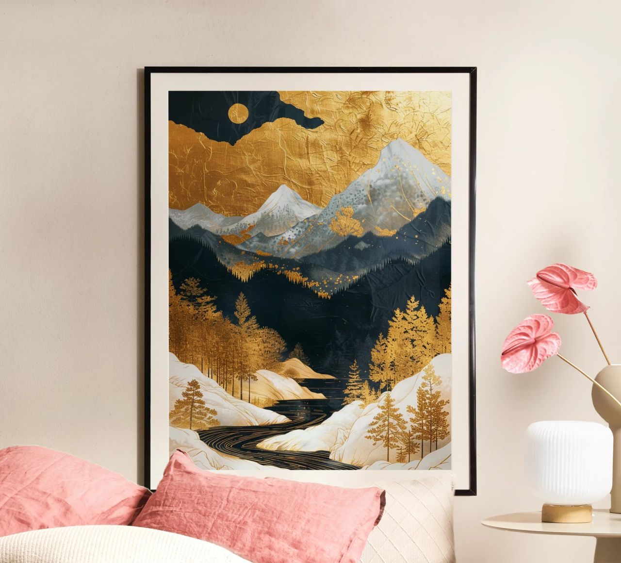 Mountains Forest Golden poster by Mateo