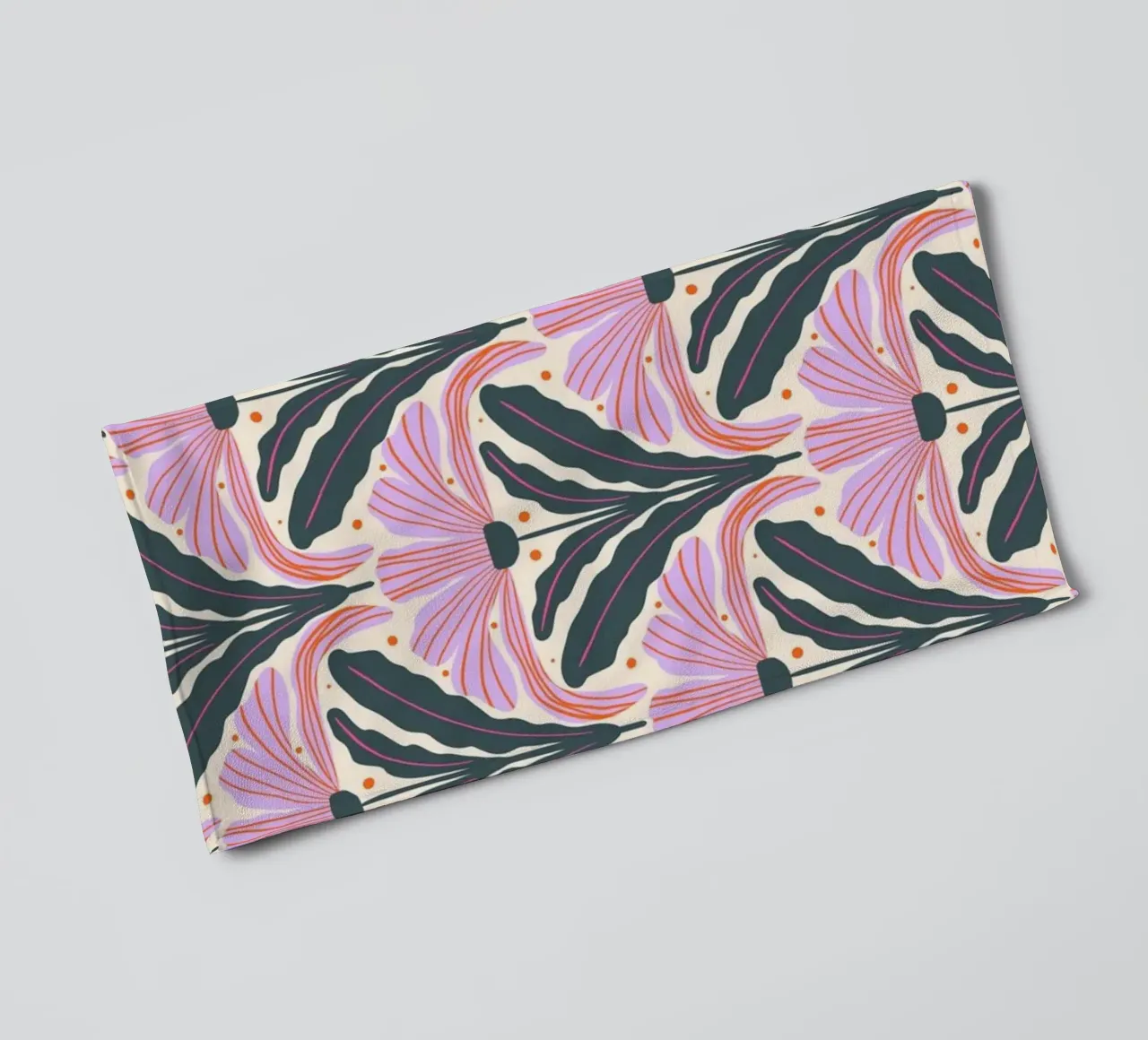Modern flowers - violet and green towel by Wackapacka