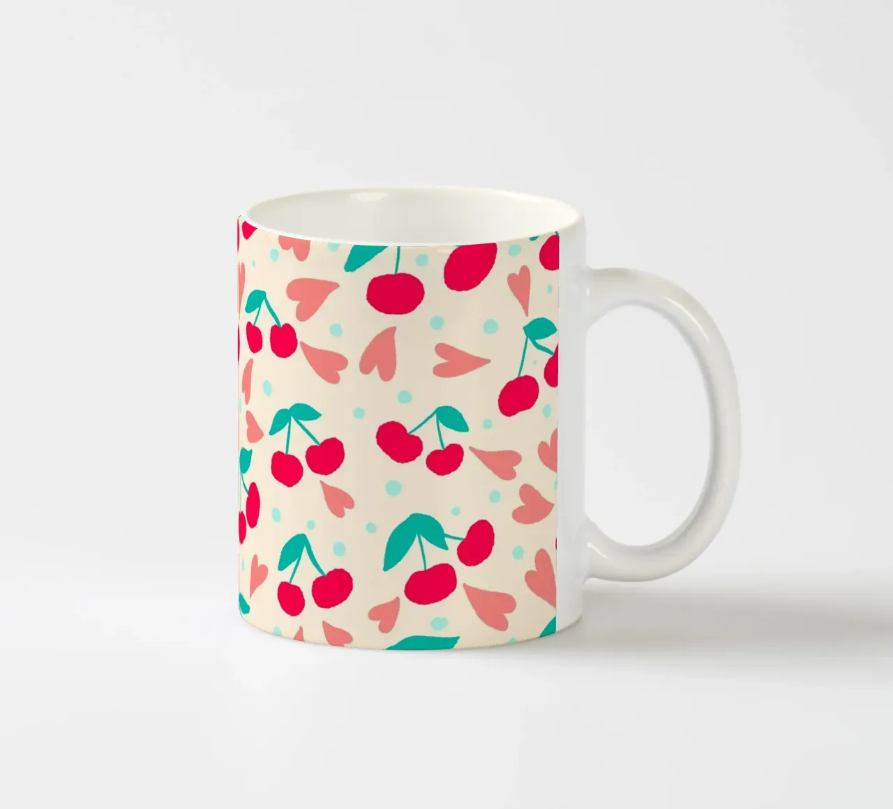 Ciliegie e cuori tazza in ceramica da Wackapacka