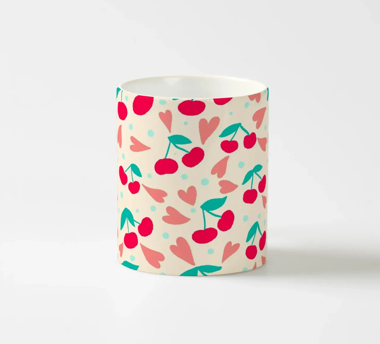 Ciliegie e cuori tazza in ceramica da Wackapacka