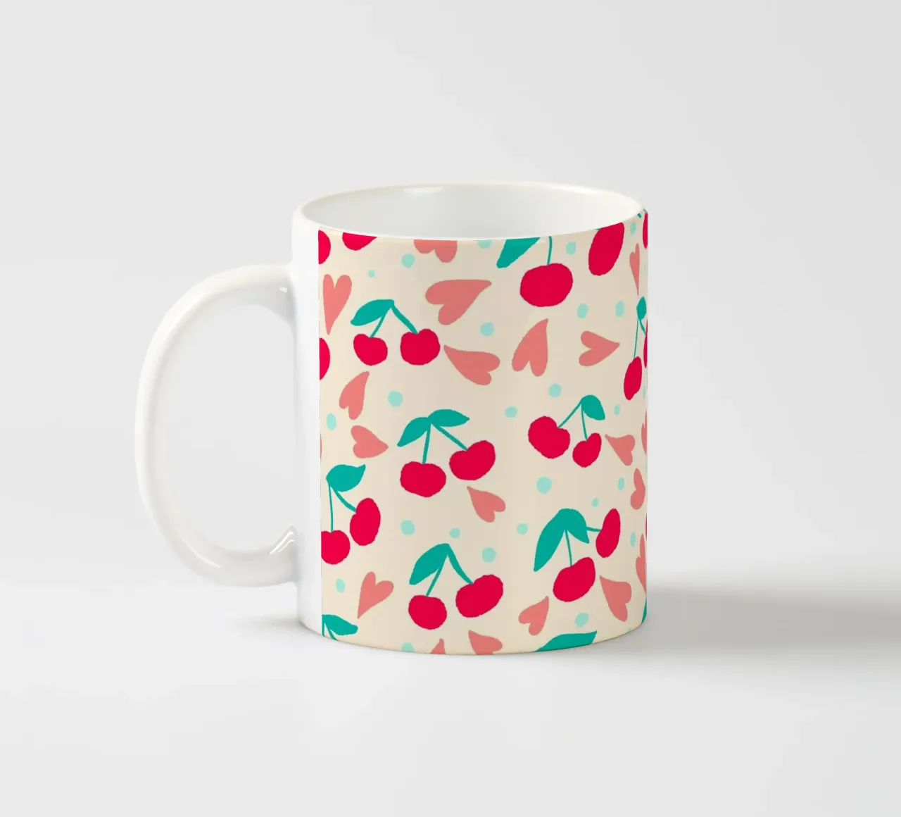 Ciliegie e cuori tazza in ceramica da Wackapacka