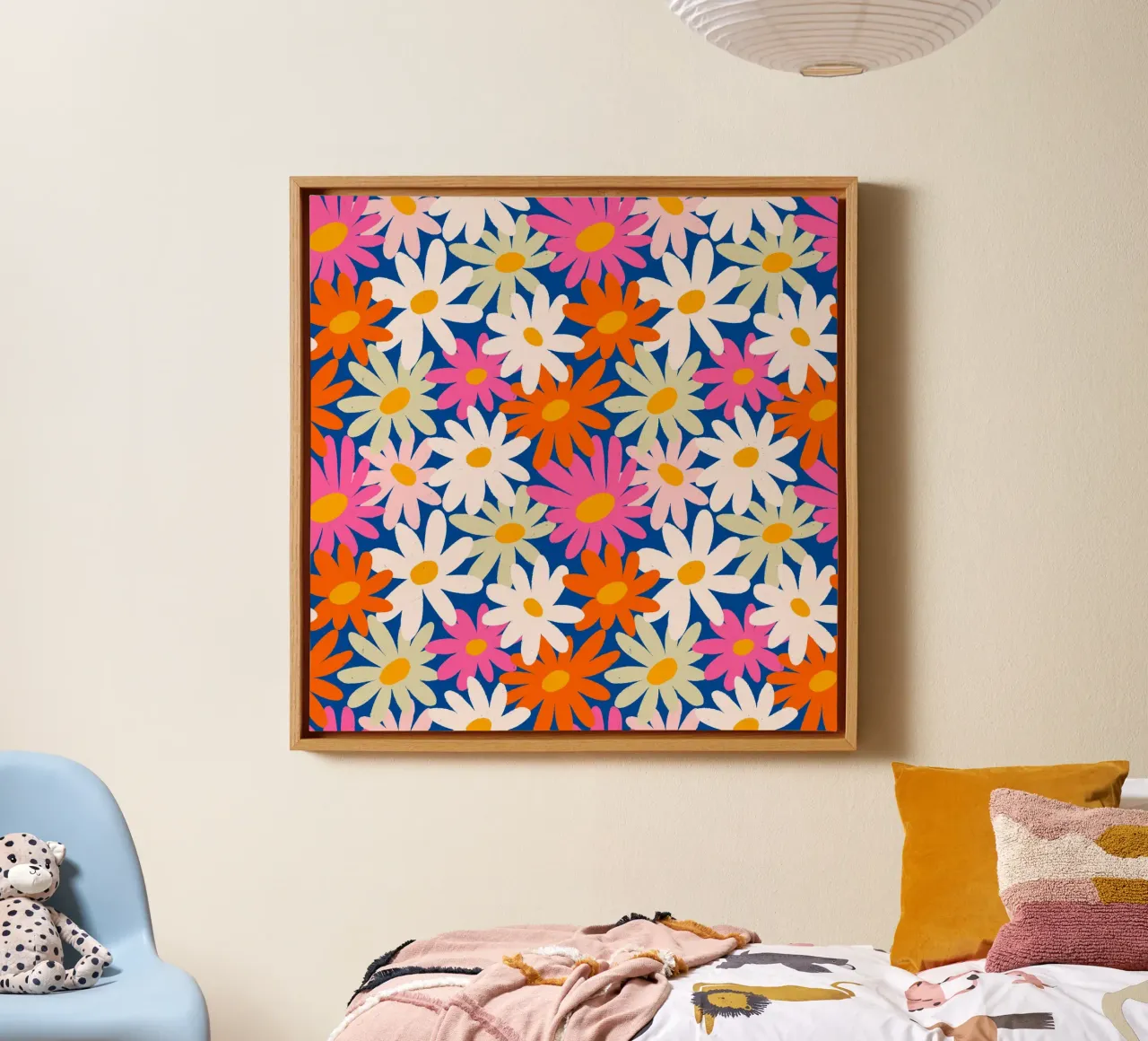 Bloemrijke madeliefjes canvas met Baklijst van Wackapacka