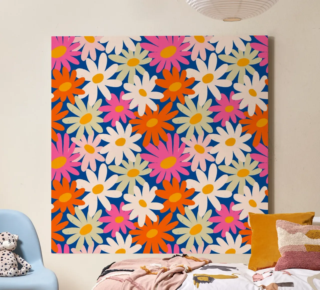 Bloemrijke madeliefjes canvas met Baklijst van Wackapacka