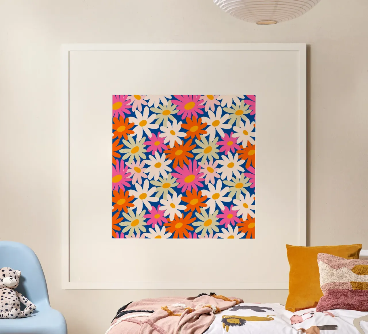 Margherite fiorite poster con telaio in alluminio da Wackapacka