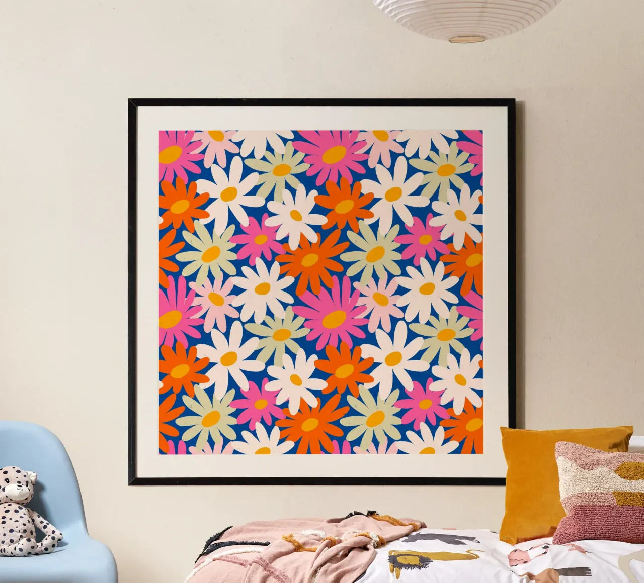 Margherite fiorite poster con telaio in alluminio da Wackapacka