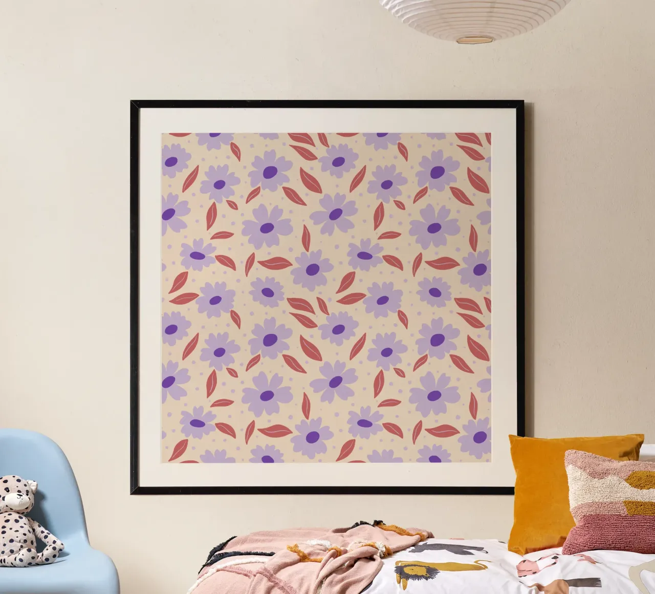 Delizia dei fiori di violetta poster con telaio in legno da Wackapacka