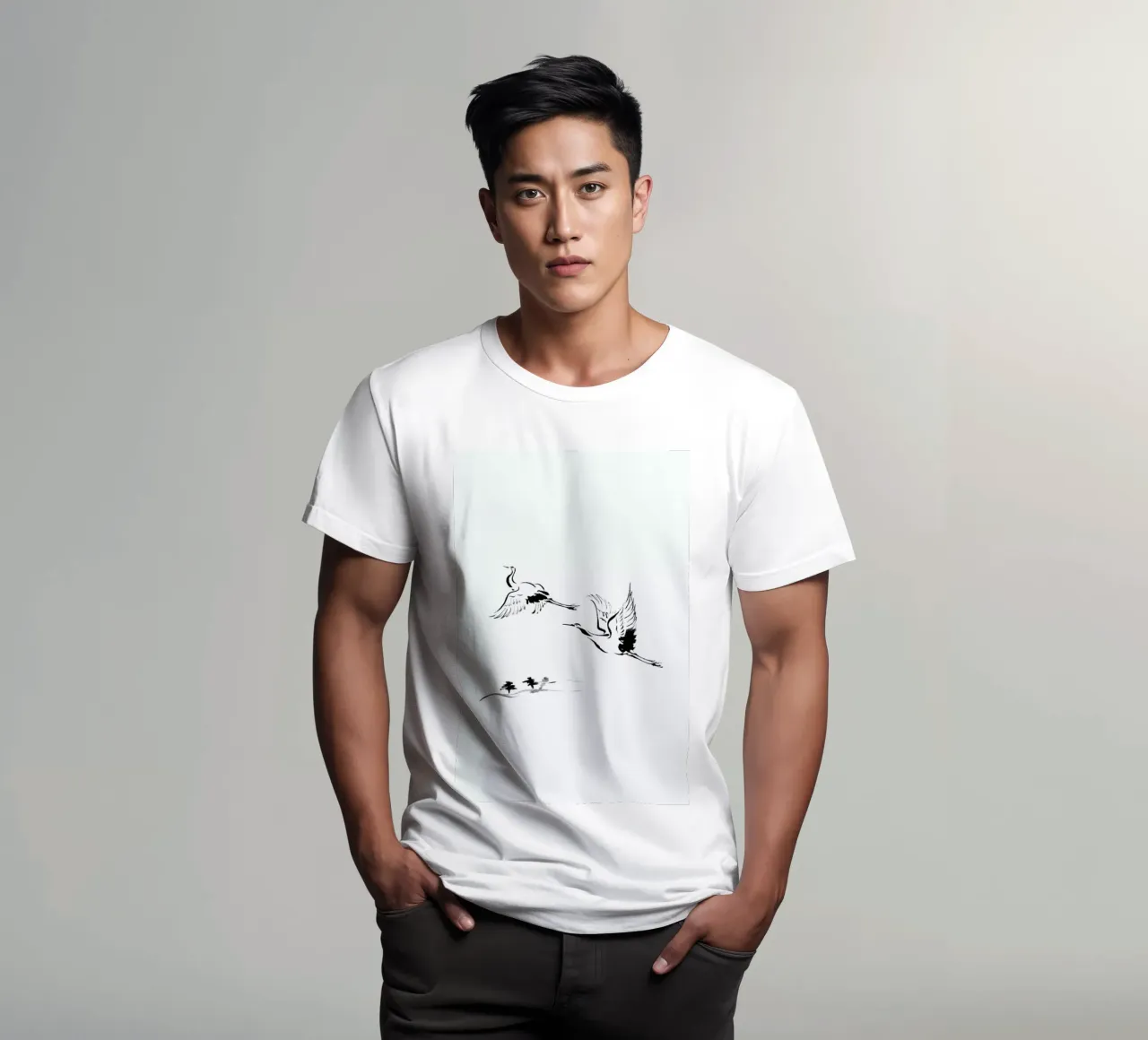 Cranes in Ink t-shirt da Flora & Fauna