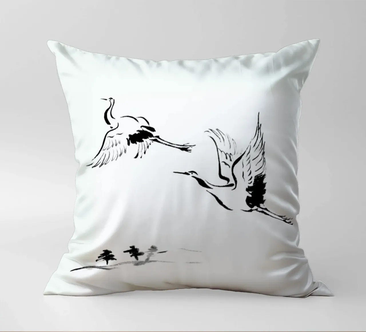 Cranes in Ink cuscino da Flora & Fauna