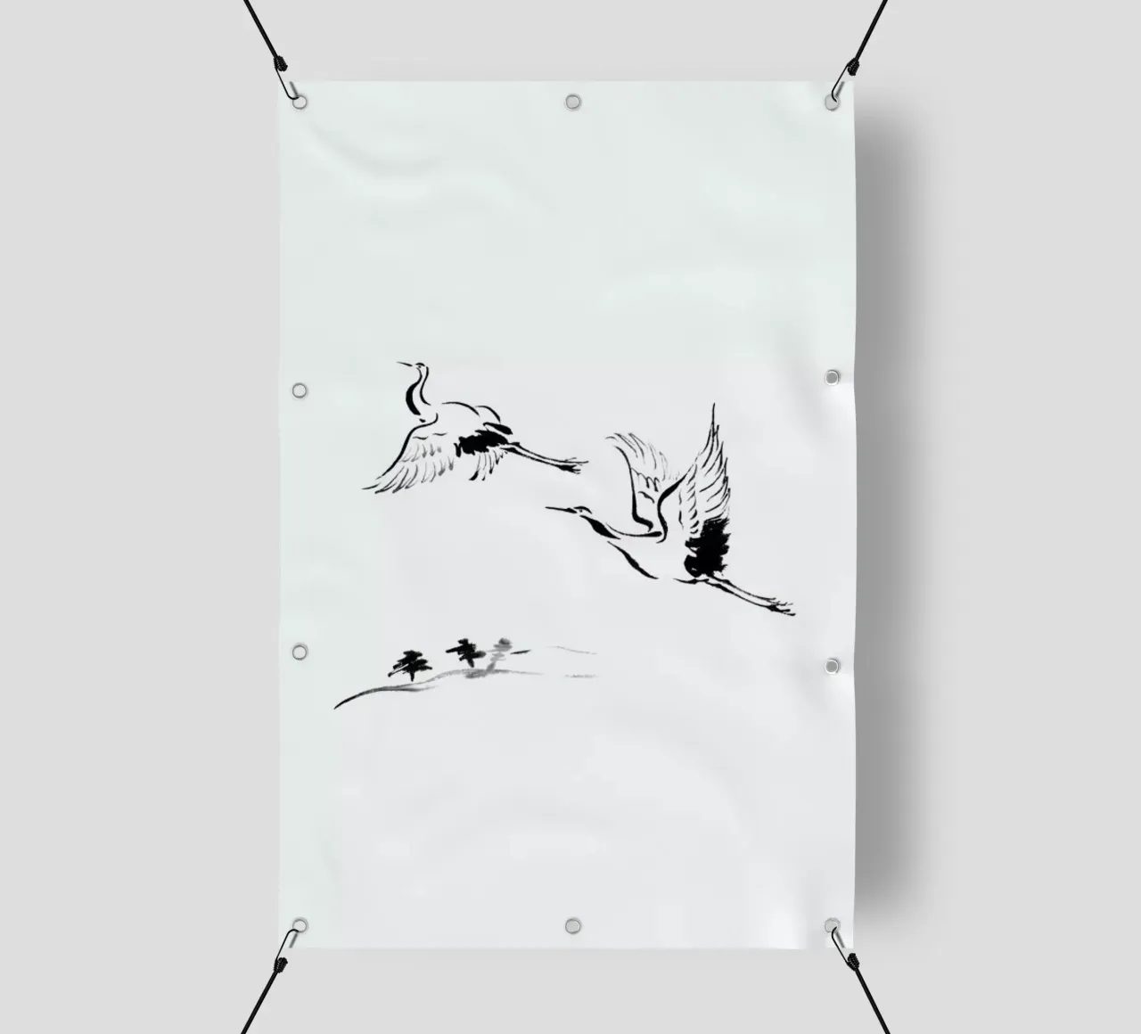 Cranes in Ink telo in pvc da Flora & Fauna