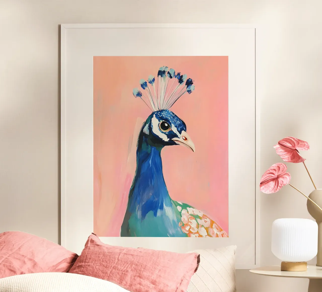 The Peacock poster con telaio in legno da Gypsy Galleria