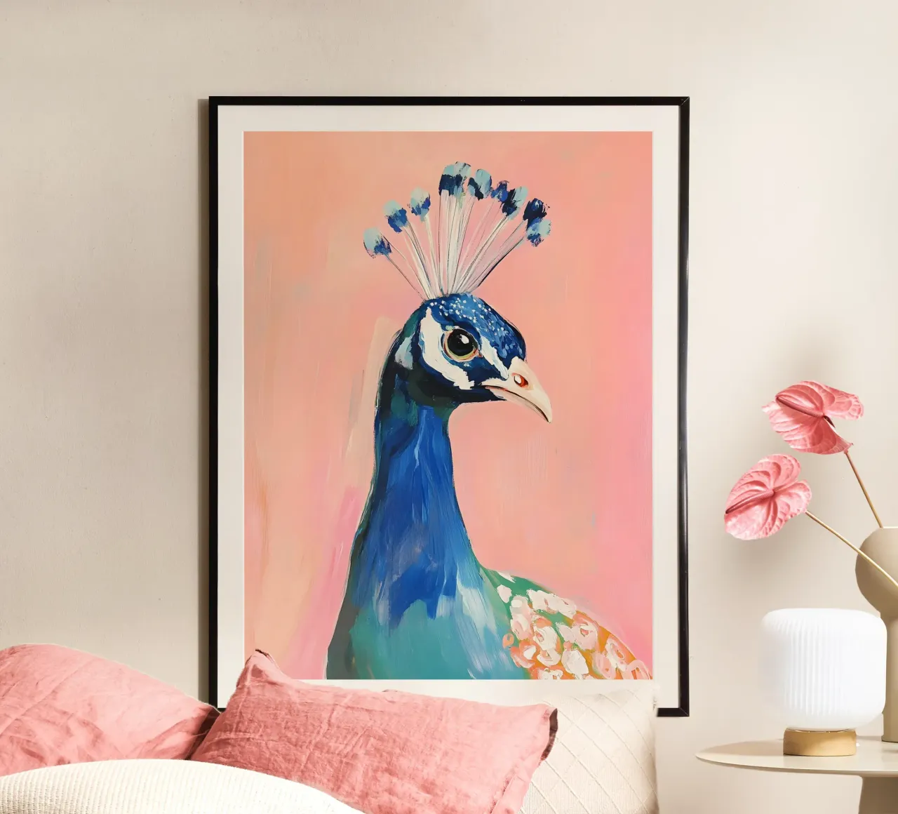 The Peacock poster con telaio in legno da Gypsy Galleria