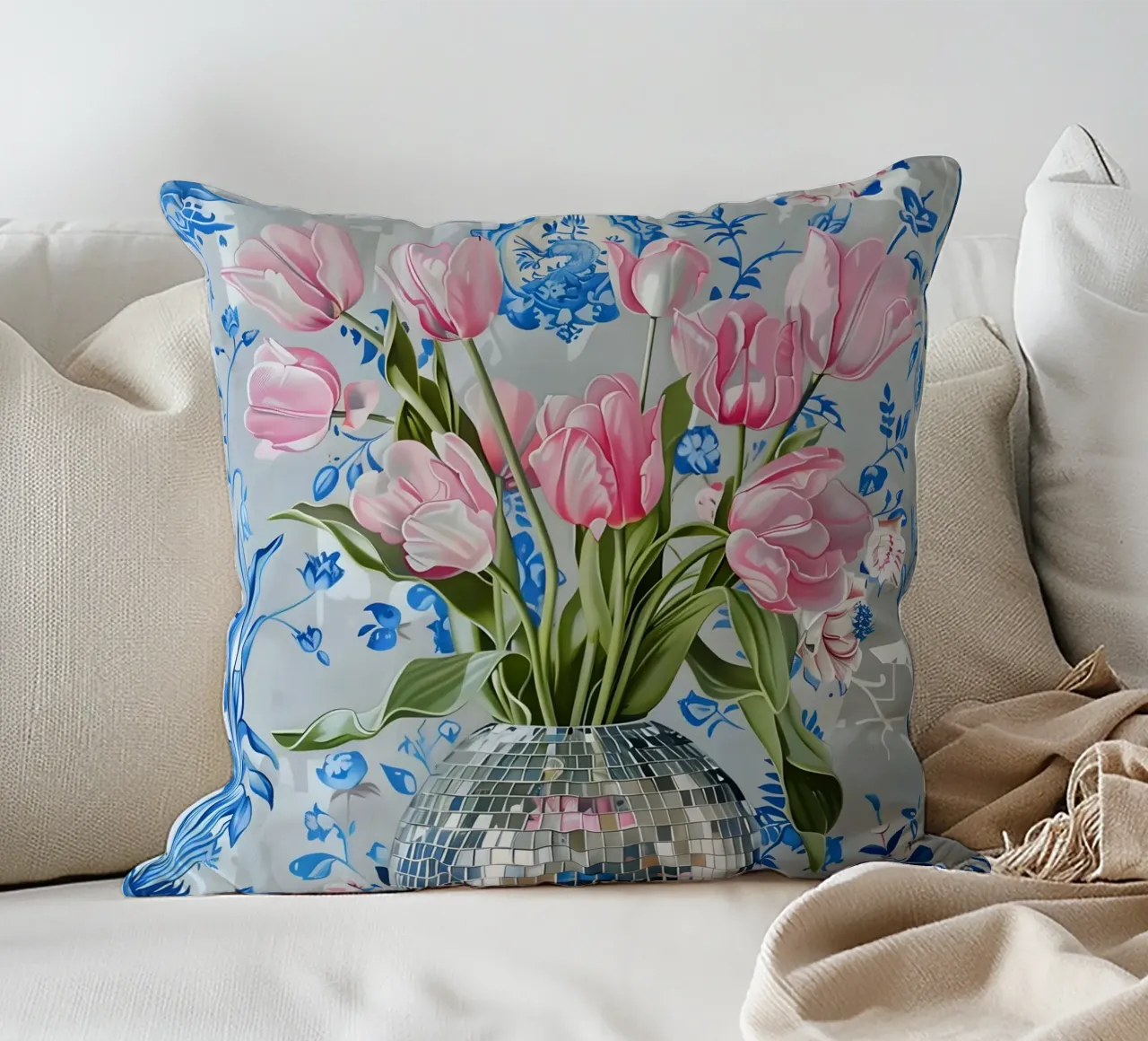 Disco Tulips cuscino da Gypsy Galleria