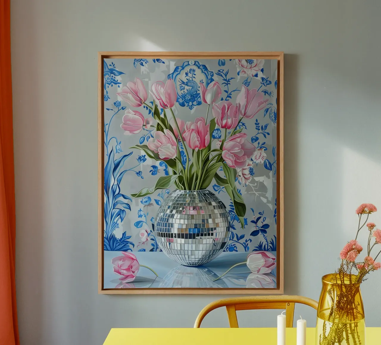 Disco Tulips tela con Cornice a cassetta da Gypsy Galleria