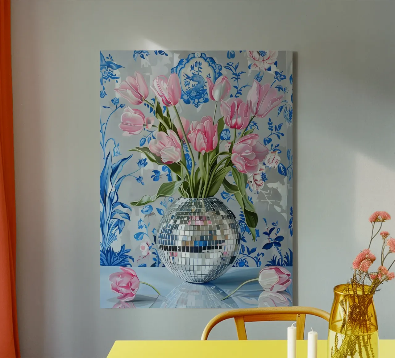 Disco Tulips tela con Cornice a cassetta da Gypsy Galleria