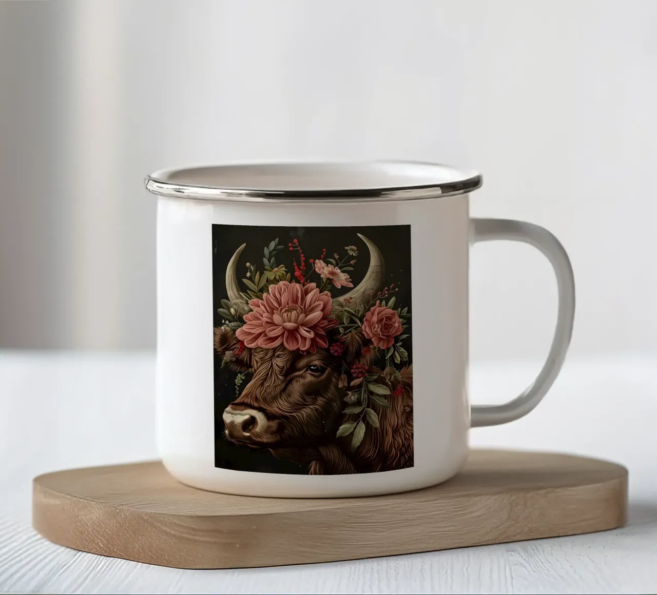 The Floral Cow tazza in smalto da Gypsy Galleria