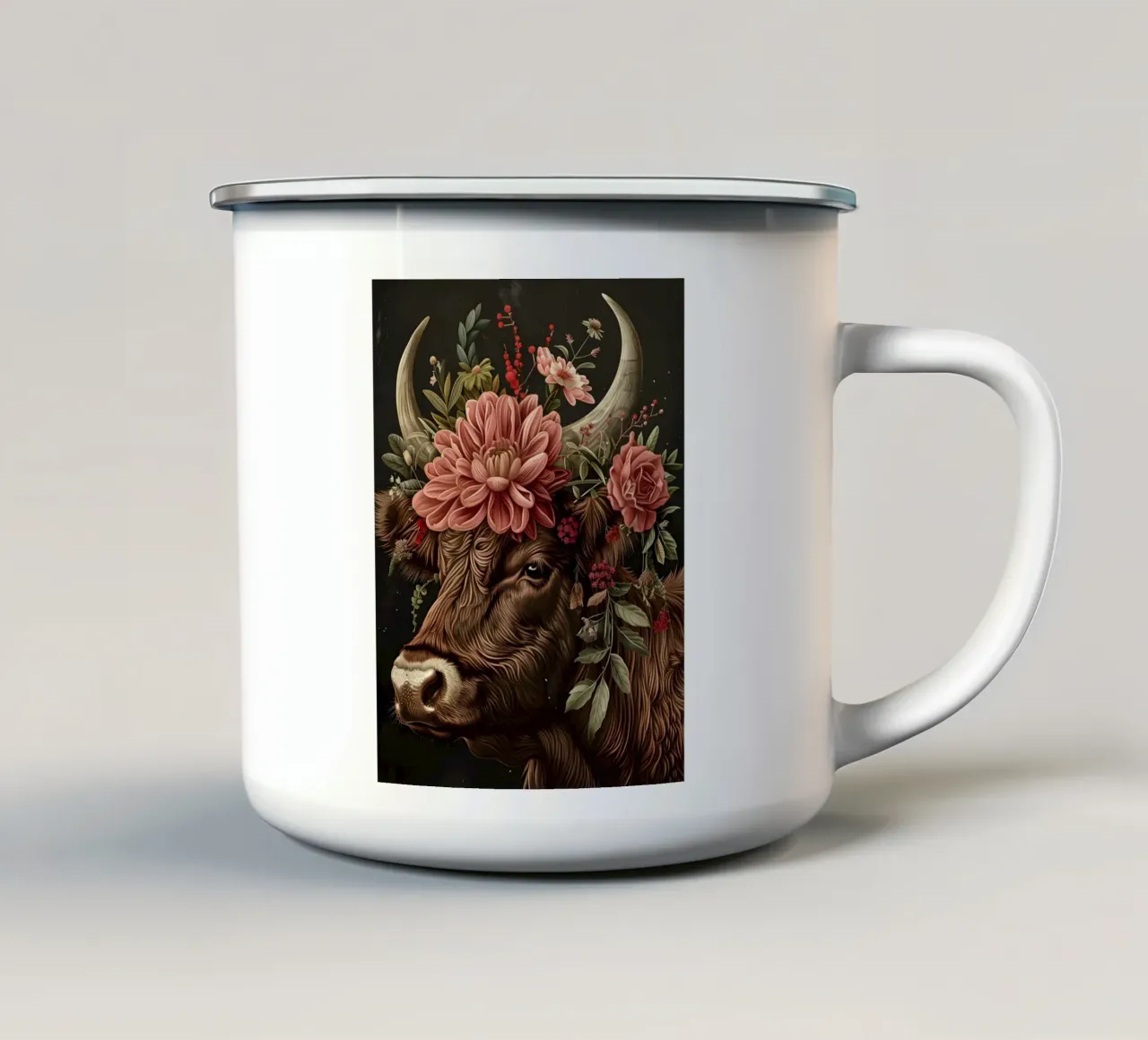 The Floral Cow tazza in smalto da Gypsy Galleria