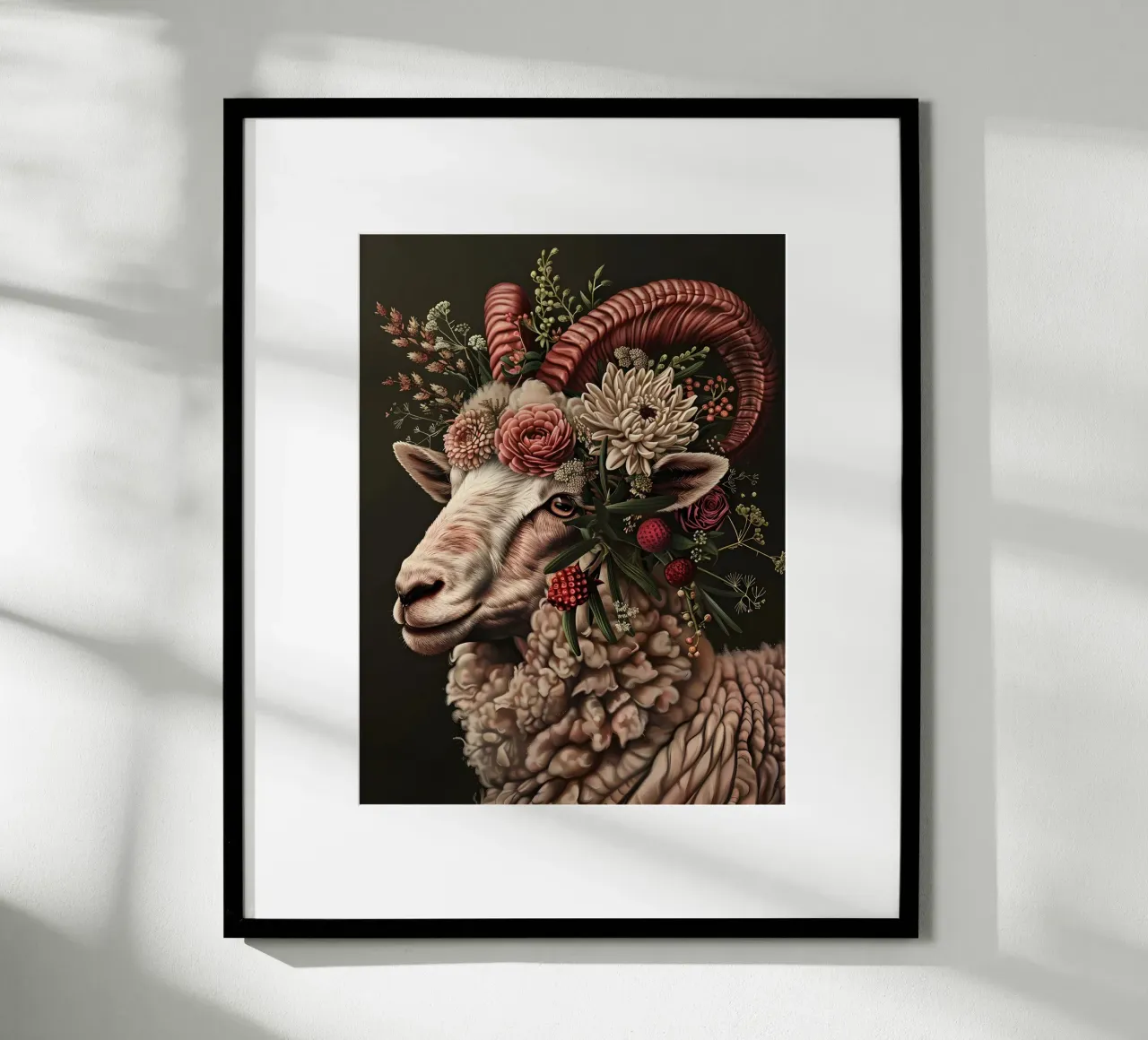 The Floral Sheep poster con telaio in alluminio da Gypsy Galleria