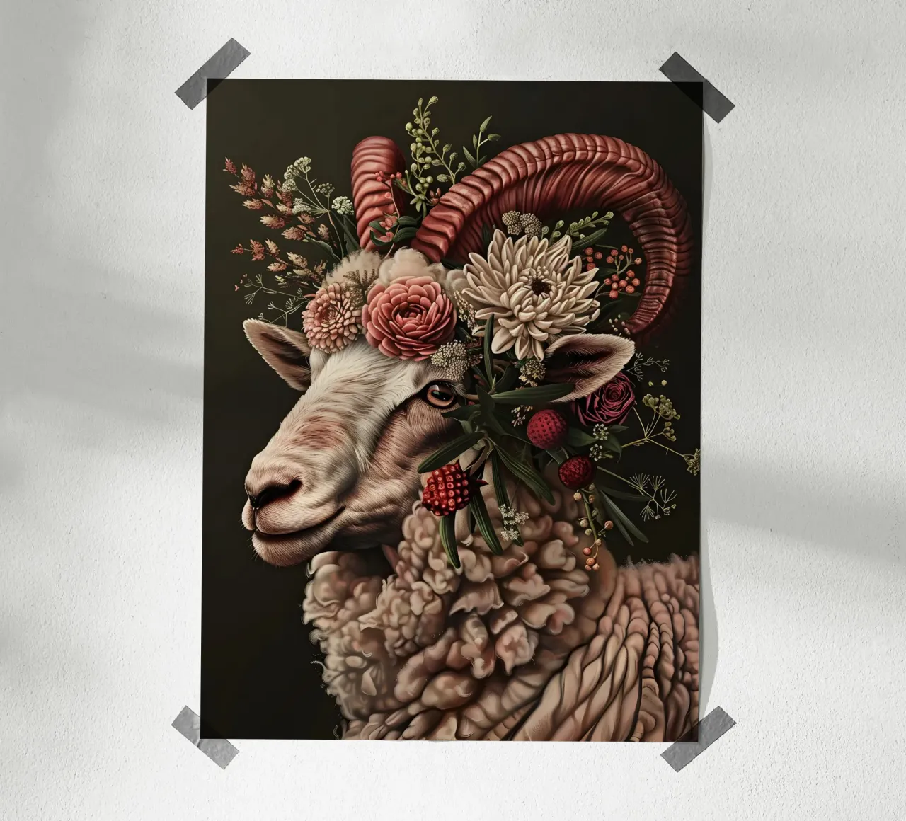 The Floral Sheep poster con telaio in alluminio da Gypsy Galleria