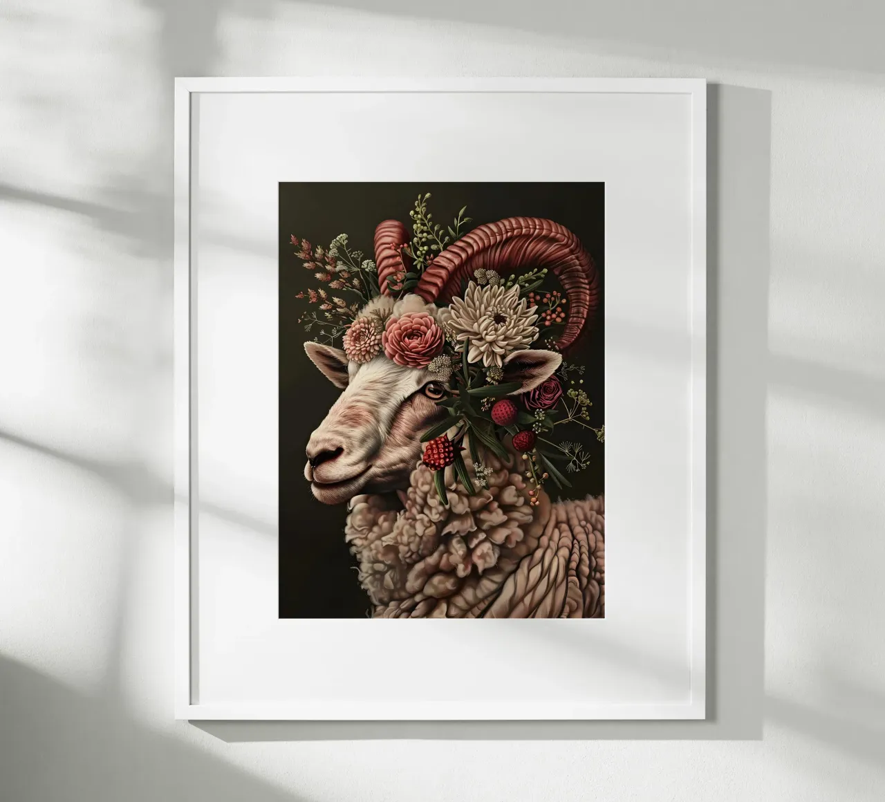 The Floral Sheep poster con telaio in alluminio da Gypsy Galleria