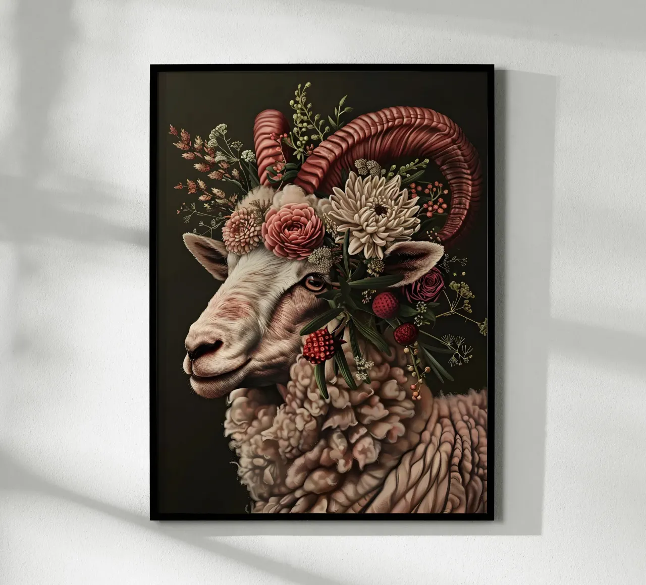 The Floral Sheep poster con telaio in alluminio da Gypsy Galleria