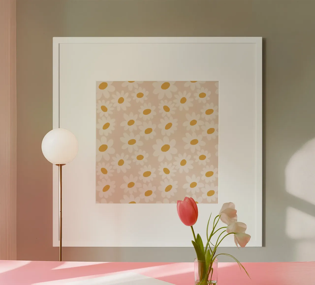 Margherite morbide poster con telaio in legno da Wackapacka