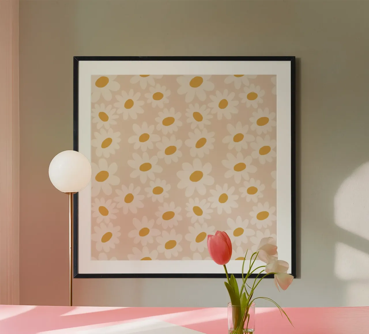 Margherite morbide poster con telaio in legno da Wackapacka
