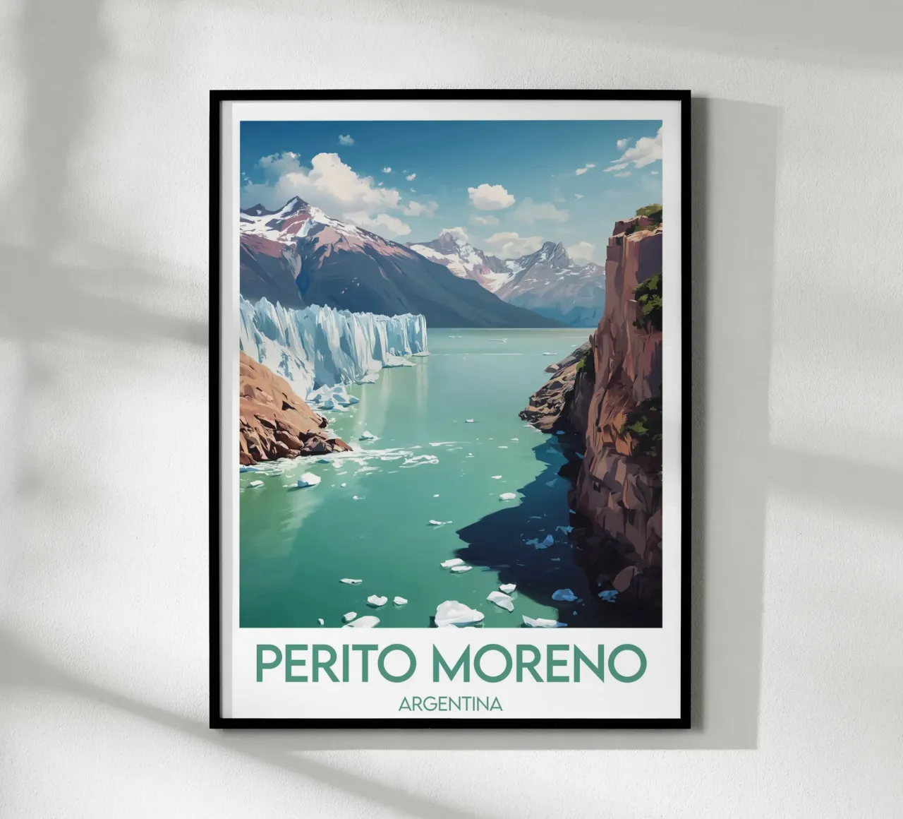 Affiche Perito Moreno poster con telaio in legno da Frame the World